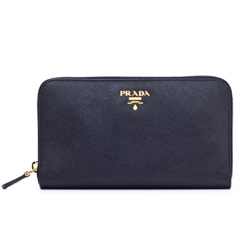 prada saffiano triangle long zip around wallet|authentic prada wallet.